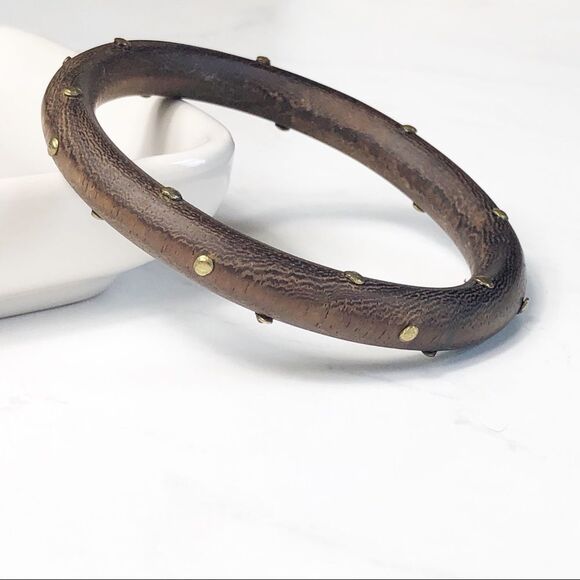J. Crew Studded Wooden Bangle - Picture 2 of 4